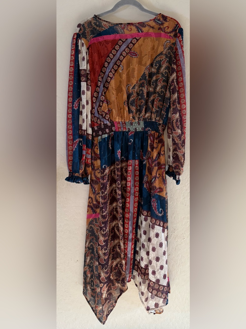 Reba, large, multicolored bohemian patchwork midi dress - Picture 8 of 16